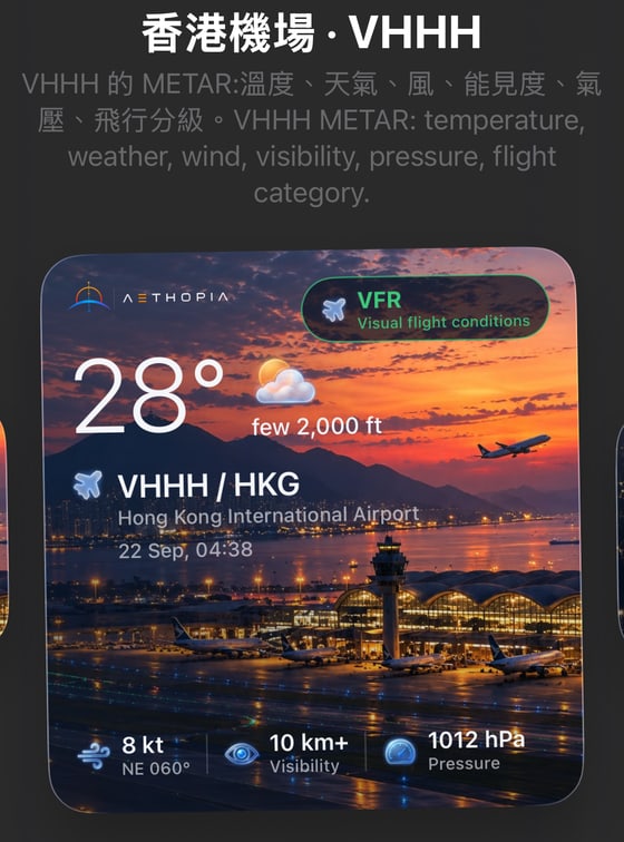 Airport widget: the VHHH METAR